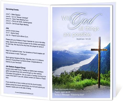 Summer free printable church bulletin covers. Church Bulletin Templates : Mountain With God All Things ...