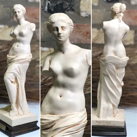 Venus De Milo Aphrodite Greek Goddess Nude Woman Statue Figurine Alabaster Italy