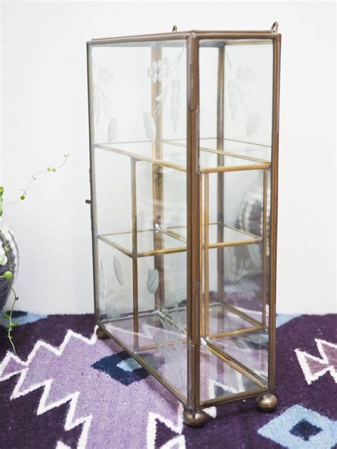 Vtg Etched Glass And Mirrored Display Box Glass Curio Shelf Etsy