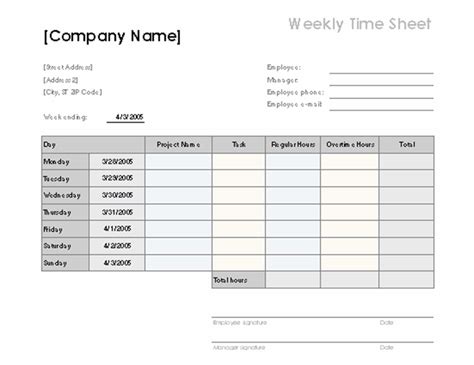 There are consistent approaches on how to measure employee productivity. Weekly time sheet with tasks and overtime