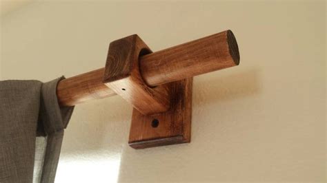 ： lined curtains ， room: Rustic farmhouse style curtain rod holders Repurposed wood ...