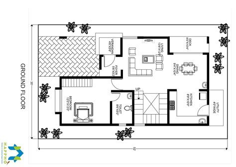Design rooms that are large, but can have multiple purposes like a few oversized rooms, each with multiple purposes. 1-BHK Floor Plan for 30 X 50 Plot (1500 Square Feet/167 ...