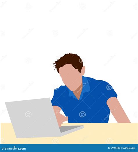 Young Man Working On Laptop Stock Vector Illustration Of Portable
