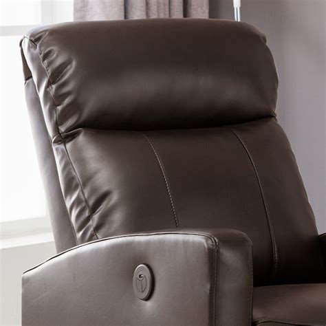 Ac Pacific Sean Brown Faux Leather Upholstered Powered Reclining Massage Chair In The Recliners