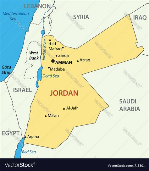 Hashemite Kingdom Jordan Map Royalty Free Vector Image