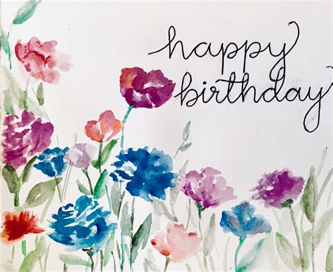 Watercolor Floral Happy Birthday Card With Name Wishes My Xxx Hot Girl