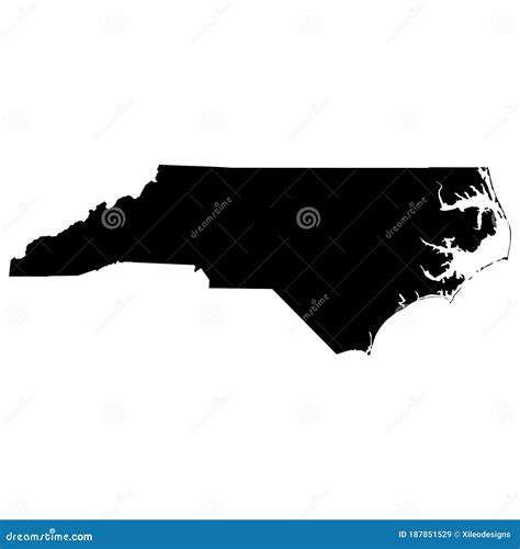 North Carolina Nc State Maps Black Silhouette And Outline Isolated On