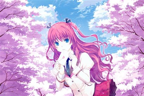 Anime Girl Pink Sakura Tree Hd Wallpaper Mondeart