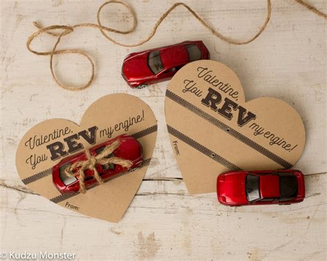Printable Hotwheels Car Valentine Heart Kraft Simple Diy Etsy