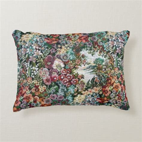 floral tapestry decorative pillow