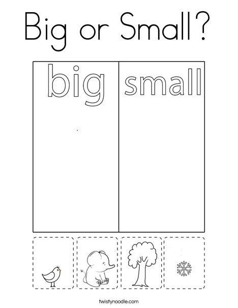 Big Or Small Coloring Page Twisty Noodle Preschool Learning