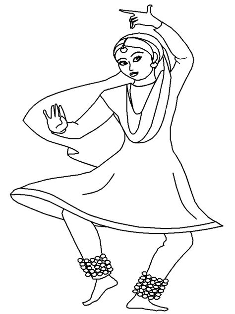 Printable India Kathak Countries Coloring Pages