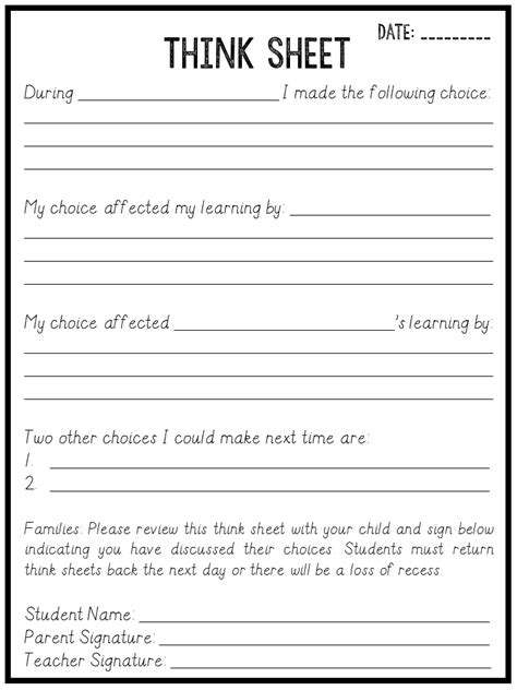 Behavior Worksheets For Elementary Students