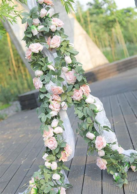 Party Joy 2pcs Flower Garland Fake Rose Vine Artificial Flowers Hanging