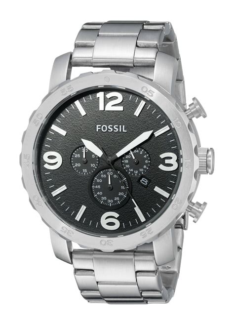 Fossil Mens Nate Stainless Steel Quartz Chronograph Watch Fossil