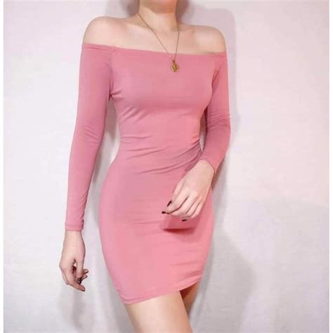Off Shoulder Bodycon Dress Shopee Philippines