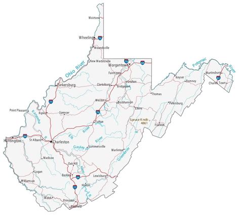 Map Of West Virginia Wv Cities And Towns Printable City Maps