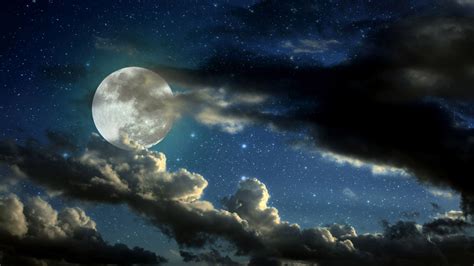 Free Download Dark Full Moon And Stars In Cloudy At Night 1920x1200