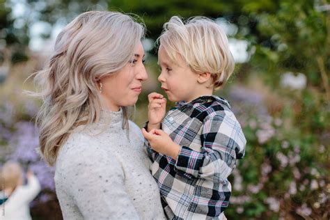 Mother And Son Looking At Each Other By Stocksy Contributor Jakob Lagerstedt Stocksy