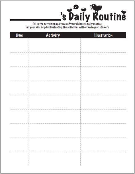 Daily Routine Chart Worksheets And Printables Scholastic