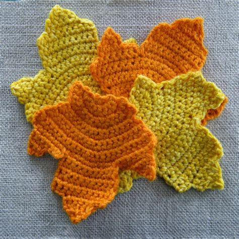 Happy As A Lark Crochet Autumn Leaf Coasters