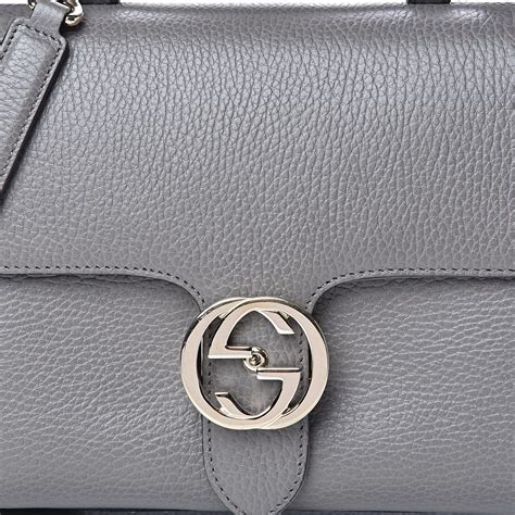 Gucci Dollar Calfskin Interlocking G Top Handle Shoulder Bag Grey 510752
