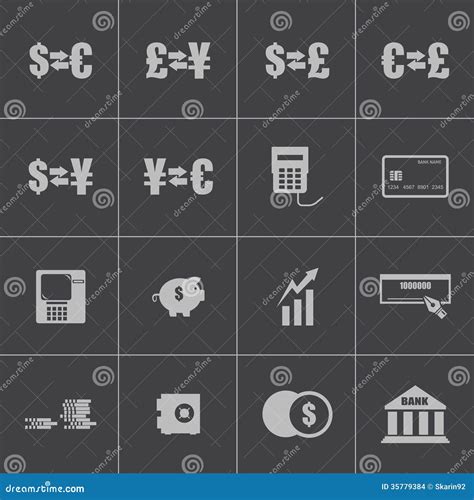 Vector Black Bank Icons Set Stock Vector Illustration Of Dollar Bank