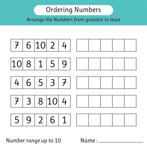 Ordering Real Numbers From Least To Greatest Worksheet