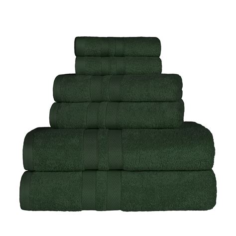 Superior Ultra Soft Cotton Solid 6 Piece Forest Green Towel Set