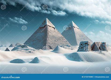 Ancient Pyramids In The Snow In The Style Of The Pyramids Of Egypt In
