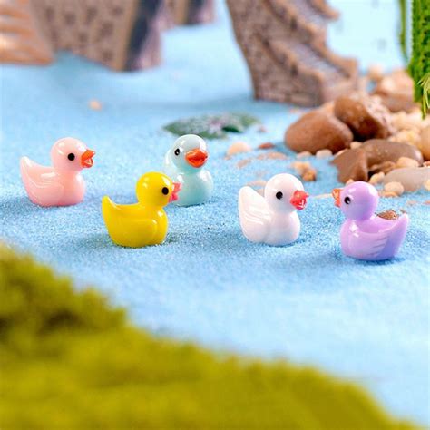 Mini Cute Miniature Figurine Diy Ornaments Little Yellow Ducks Micro