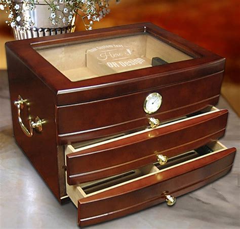 Cigar Humidor Box With Drawer Personalized Gift For Men Etsy
