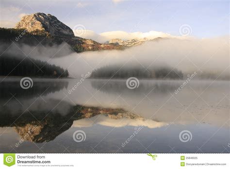 Morning Mist Over Lake And Mountains Stock Image Image Of Reflected