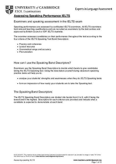 Pdf Assessing Speaking Performance Ielts Examiners And Speaking