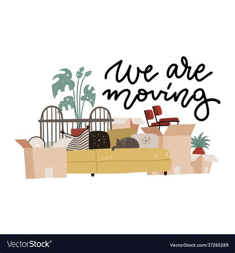 We Are Moving Lettering Text To New Royalty Free Vector