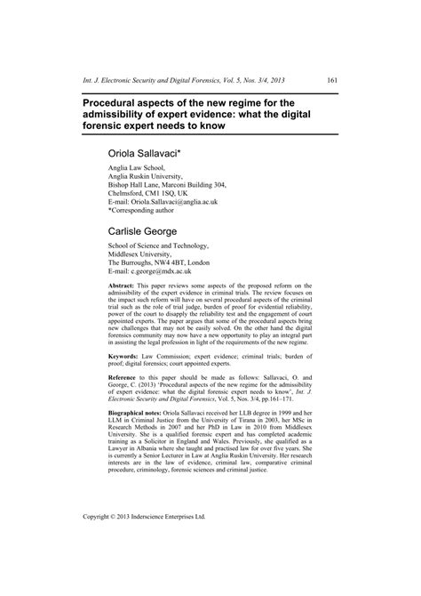 Pdf Procedural Aspects Of The New Regime For The Admissibility Of