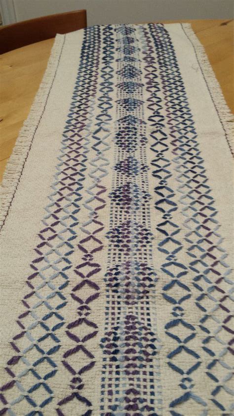 Natural Swedish Weaving Table Runner Motifs De Tissage