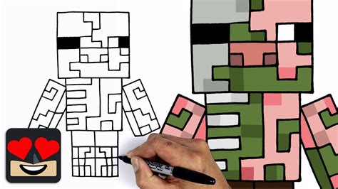 Draw Minecraft How To Draw Zombie Pigman Youtube