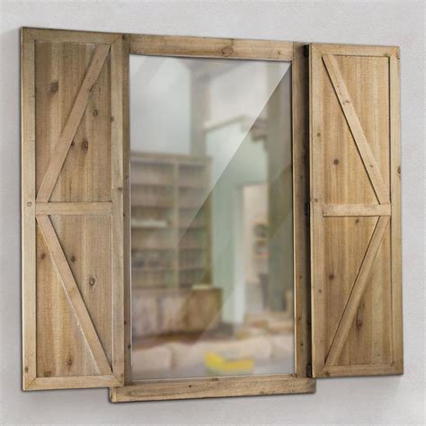 Crystal Art Gallery Shuttered Wall Mirror With Rustic Wooden Frame