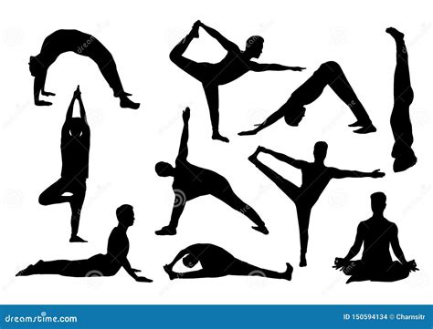 Silhouette Man In Yoga Posture Stock Vector Illustration Of Fitness Poses