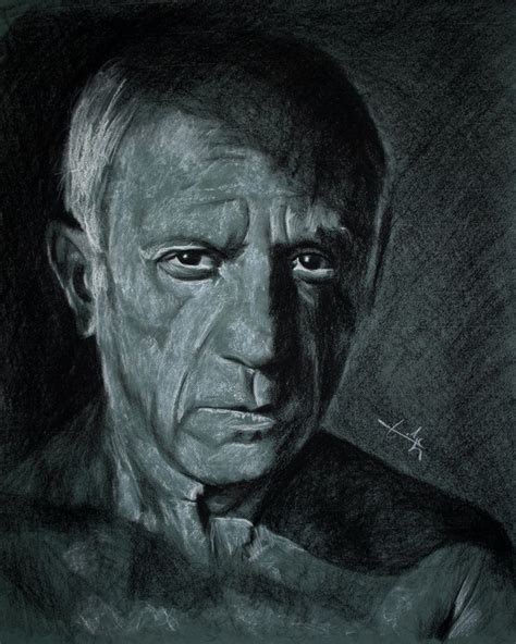 Pablo Picasso, portrait au fusain, Page 24, Philippe Flohic, Dessinateurs, Artistes