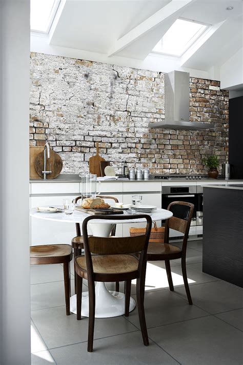 Check out our kitchen wallpaper selection for the very best in unique or custom, handmade pieces from our wallpaper shops. Aged brick wall wallpaper in the kitchen combines two hot ...