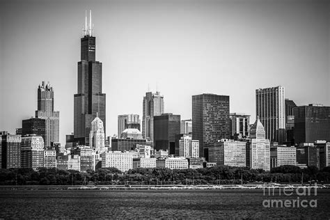 Chicago Skyline With Sears Tower In Black And White