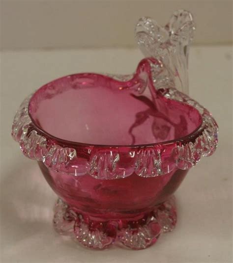 Victorian Ruby Glass Bowl With Crimped Rim British Victorian Glass