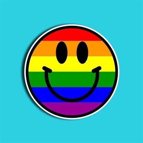 Gay Pride Sticker Includes Two 2 Stickers Rainbow Smiley Face