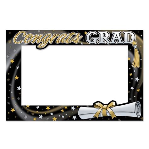 Club Pack Of 12 Gold And Black Graduation Photo Fun Frame Decorations