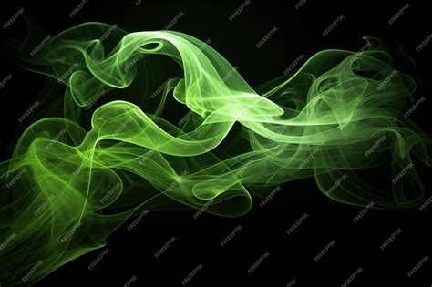 Premium Ai Image Smoke Swirls Green Light On Black Background