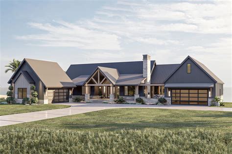 Multi Generational One Story Lake House Plan With Main Floor Suite With