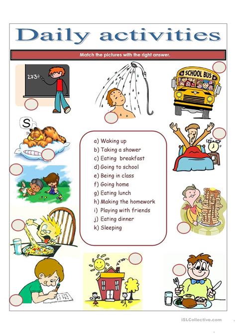 Daily Activities English Esl Worksheets For Distance Learning And