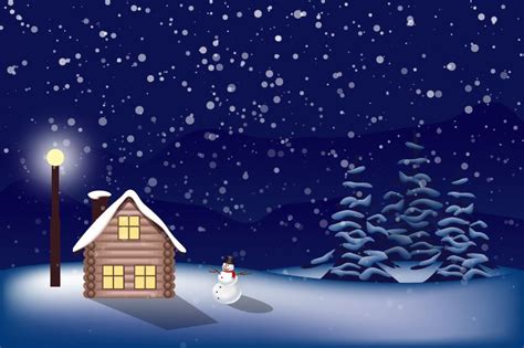 Cartoon Snowy Night Vector | Free Vector Graphic Download | Christmas